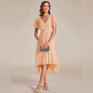Elegant Peach Midi Dress - Ever FAYE